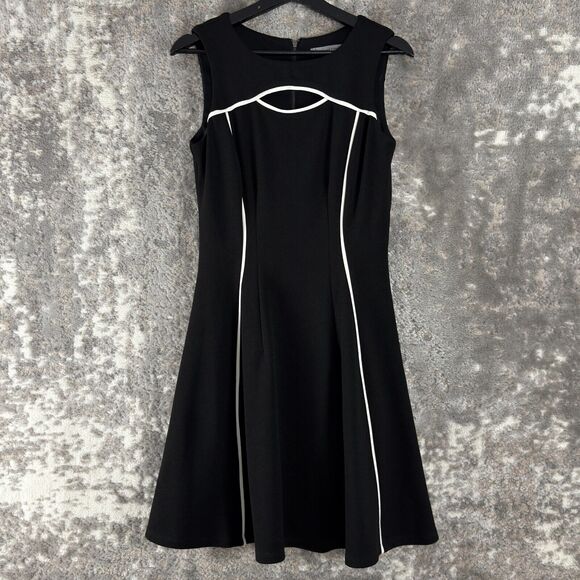 Danny Nicole Size 6 Keyhole Knee Length Fit Flared Dress Black Sleeveless Zip - Picture 1 of 10